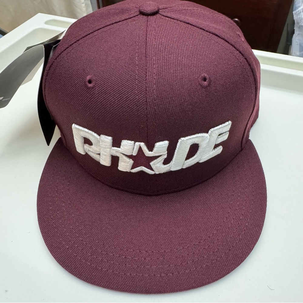 NEW Rhude X Starter Black Label The Natural Maroon Snapback Cap Hat White Logo - Picture 2 of 7